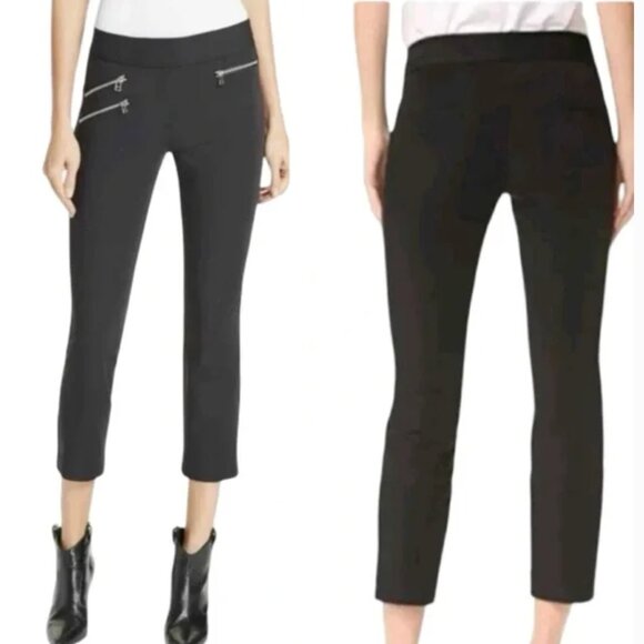 Veronica Beard Roxy Baby Bell Front Zipper Ankle Pants Cotton Black 8